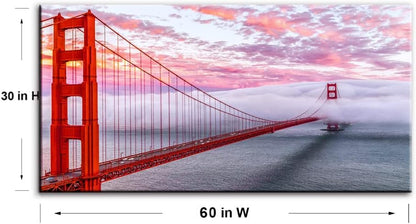 San Francisco Red Golden Gate Bridge At Dusk Canvas Wall Art For BedRoom,Modern Realism City