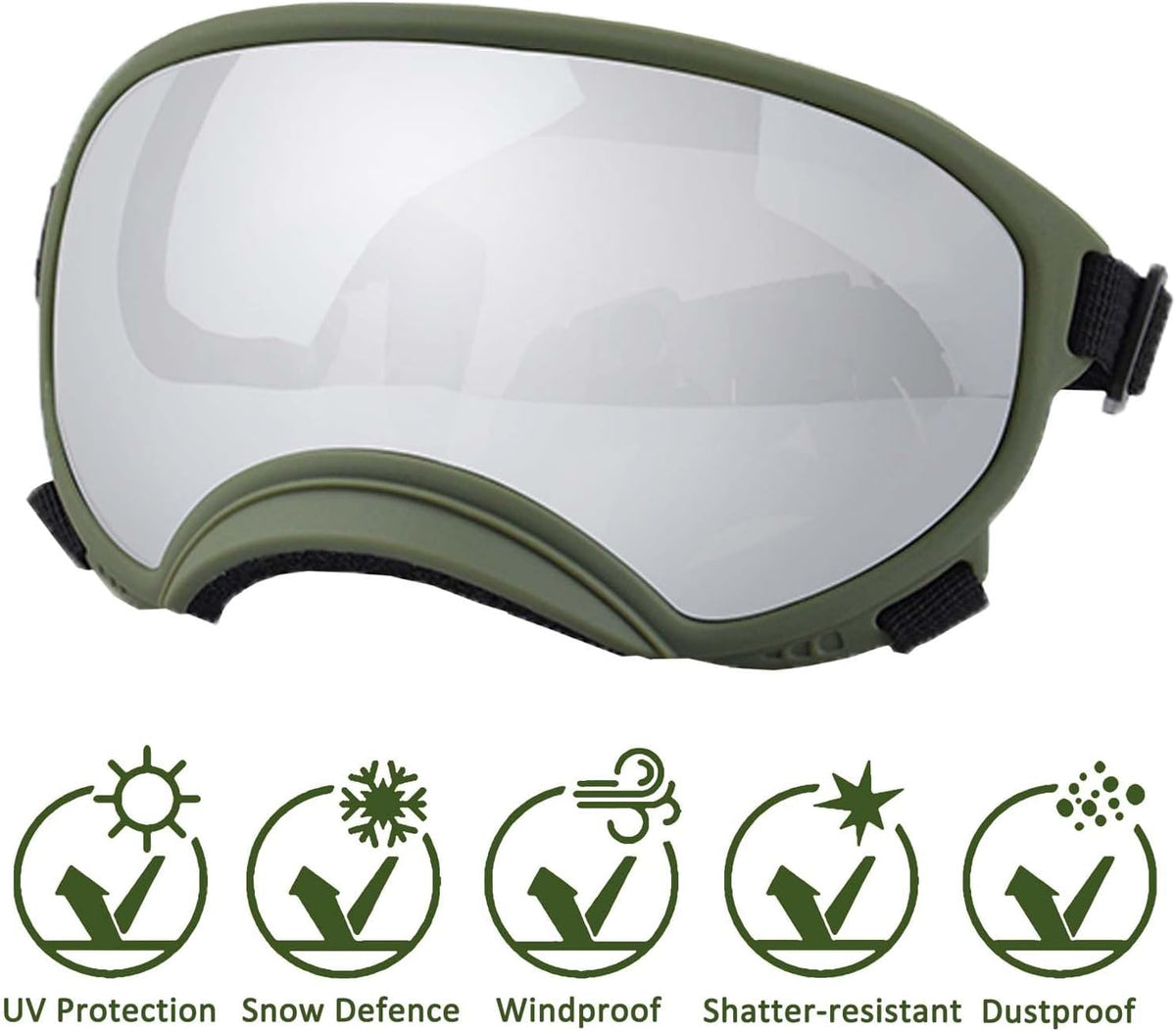 Medium Dog Sunglasses with Adjustable Strap UV Protection, Winproof Dog Puppy Sunglasses, Suitable