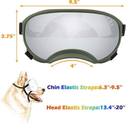 Winproof Large Dog Sunglasses with Adjustable Strap, UV Protection, Soft Goggles for Medium-Large