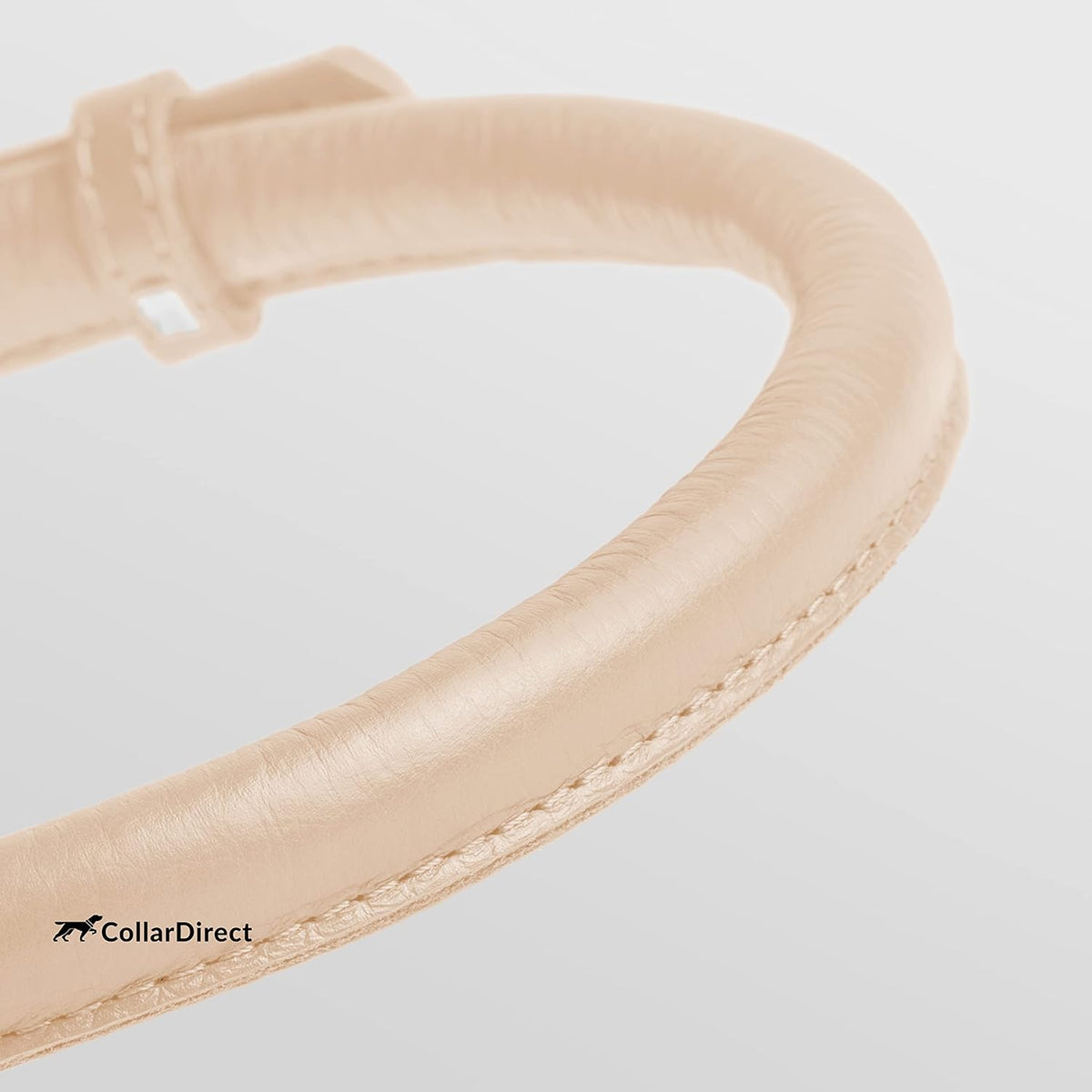 CollarDirect Rolled Leather Dog Collar, Soft Padded Round Puppy Collar, Handmade Genuine Leather