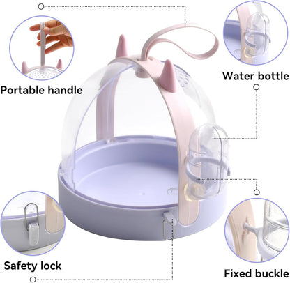 Portable Hamster Cage with Water Bottle,Hamster Carrier Cage High Permeability Travel Carry Cage