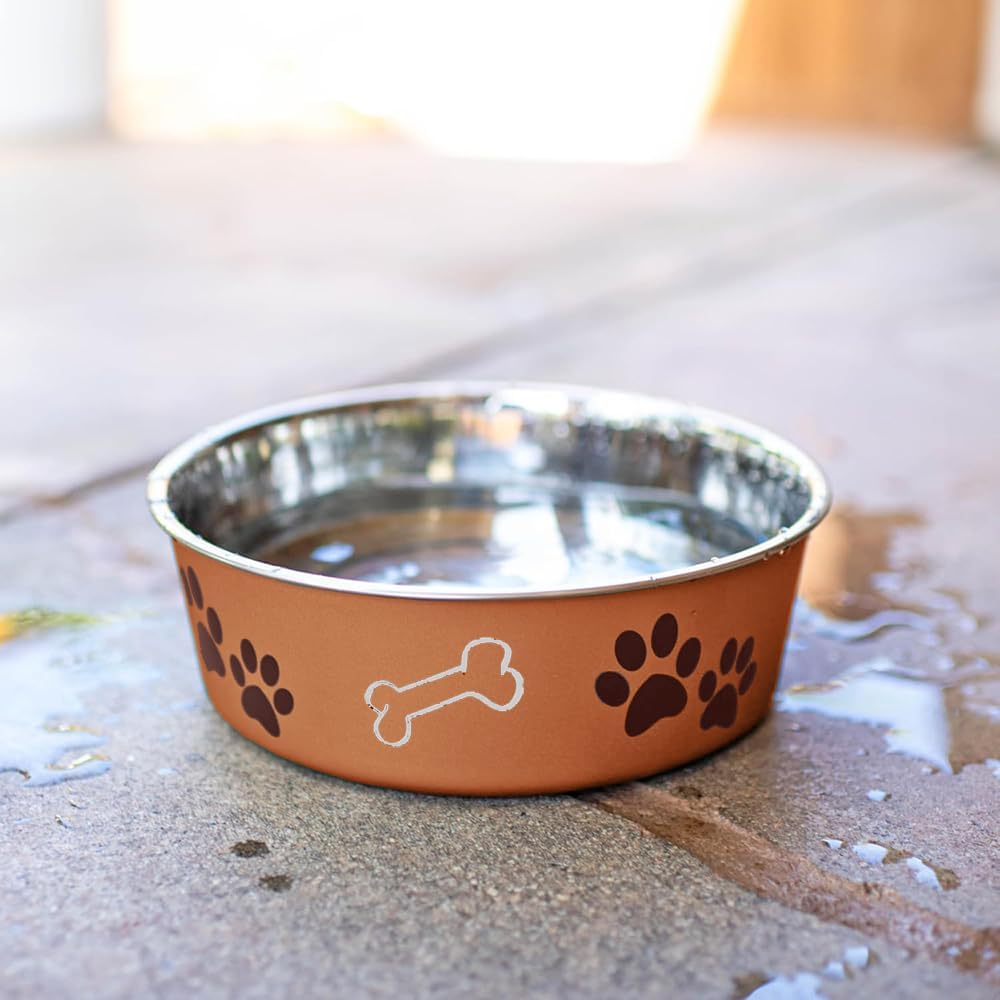 Loving Pets - Bella Bowls - Dog Food Water Bowl No Tip Stainless Steel Pet Bowl No Skid Spill Proof