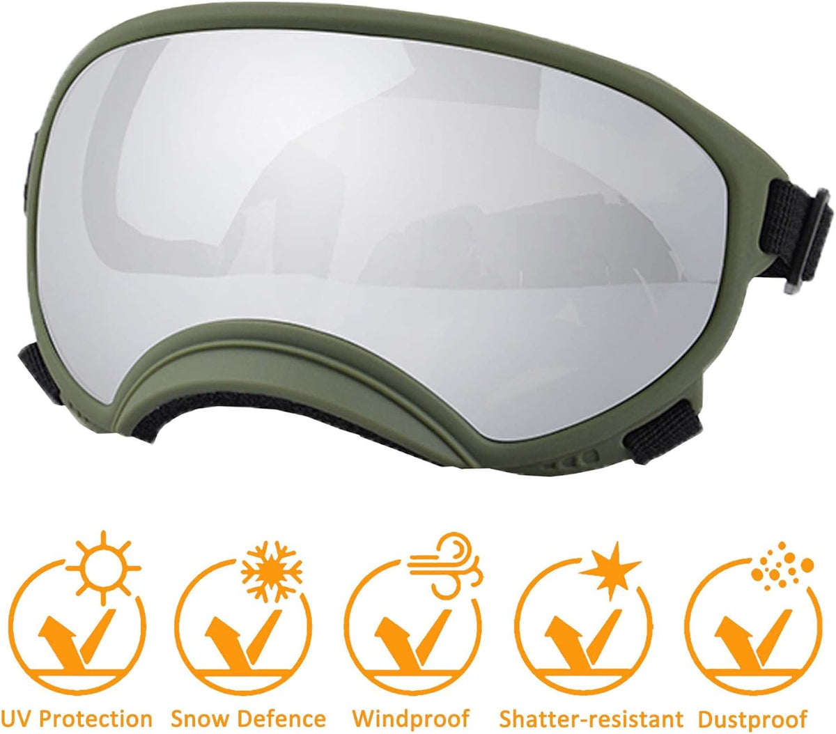 Winproof Large Dog Sunglasses with Adjustable Strap, UV Protection, Soft Goggles for Medium-Large