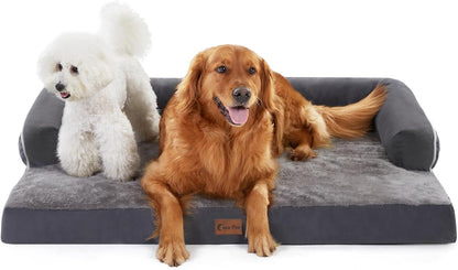 Orthopedic Dog Beds for Extra Large Dogs, Memory Foam Dog Couch Beds with Comfy Bolster, Waterproof