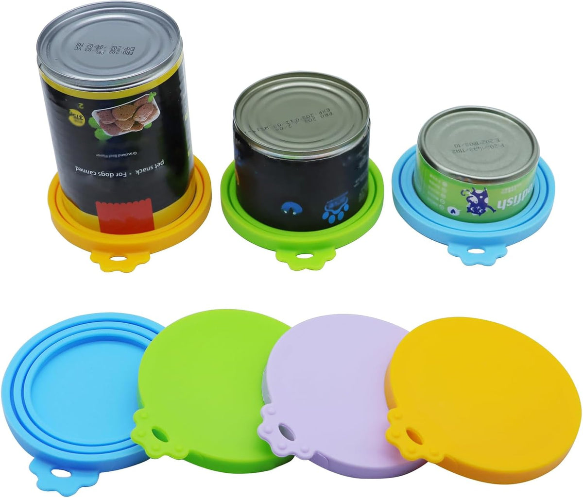 Food Can Covers/4 Pack/Universal BPA Free Silicone Dog Cat Food Can Lids for Dog and Cat Food/Fits