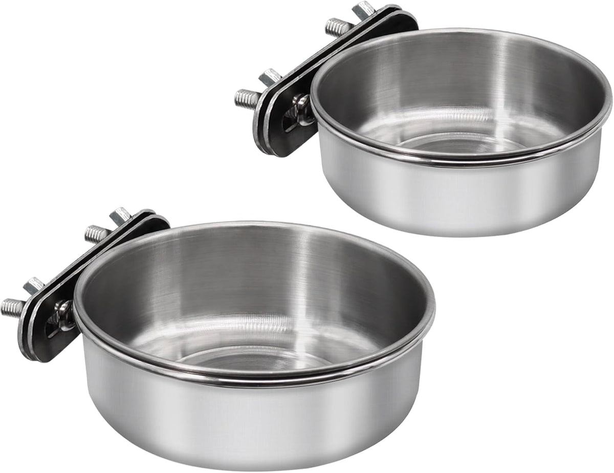 Small+Medium Bird Feeding Dish Cups,Parrot Food Bowl Cage with Clamp Holder Stainless