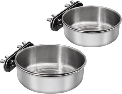Small+Medium Bird Feeding Dish Cups,Parrot Food Bowl Cage with Clamp Holder Stainless