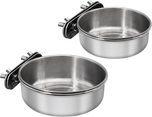 Small+Medium Bird Feeding Dish Cups,Parrot Food Bowl Cage with Clamp Holder Stainless