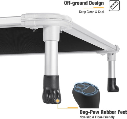Veehoo Chew Proof Elevated Dog Bed - Cooling Raised Pet Cot - Silver Aluminum Frame and Durable