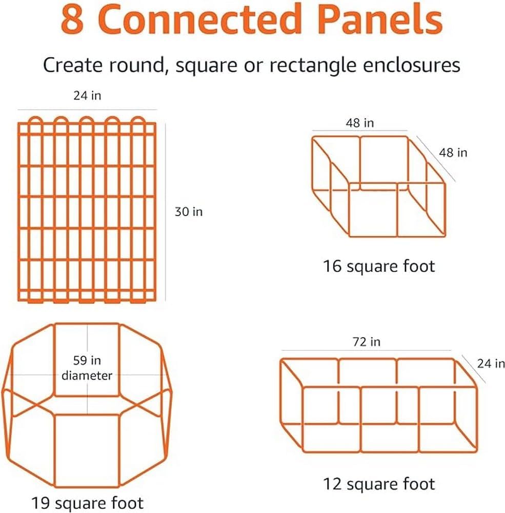 Amazon Basics Foldable Octagonal Metal Exercise Dog Playpen - Indoor/Outdoor, Single Door, Small (8