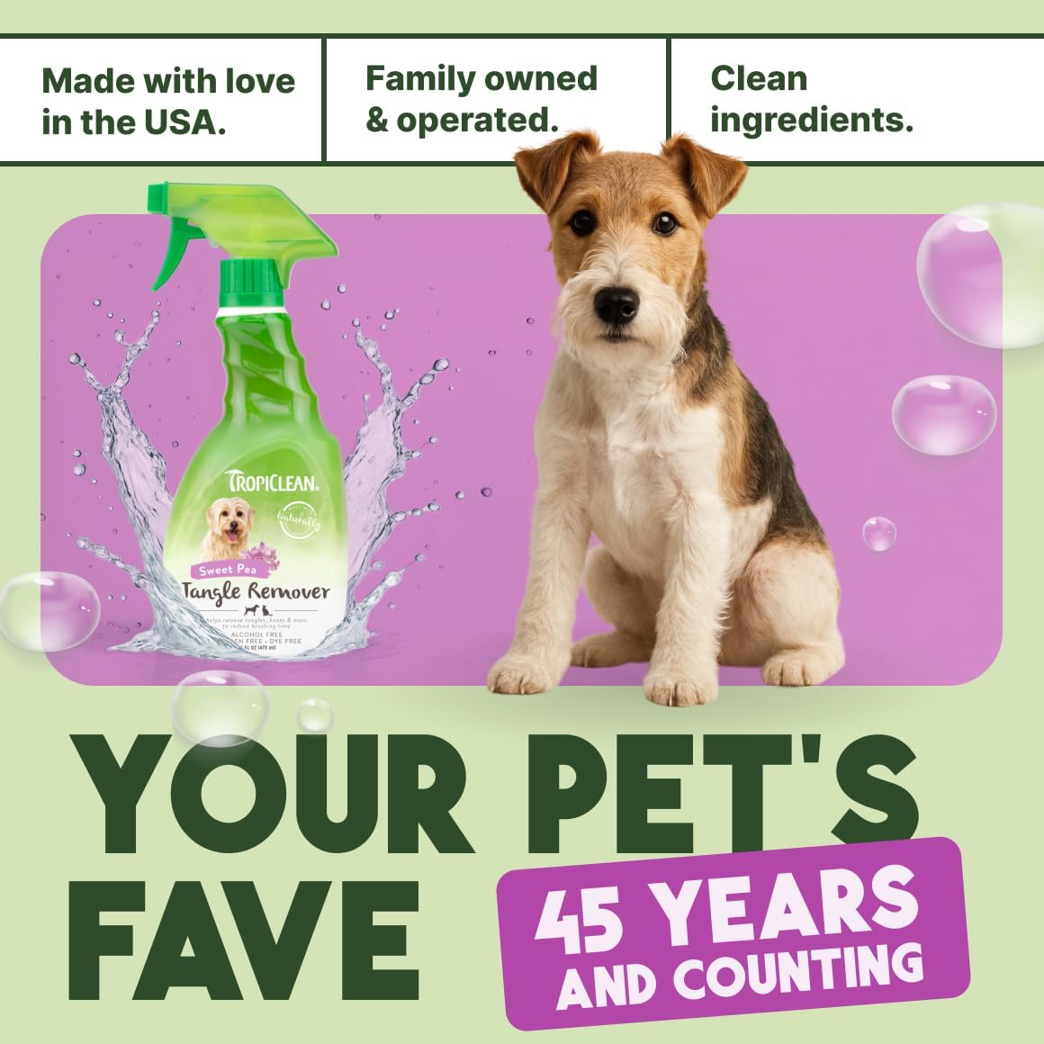 TropiClean Dog Detangler Spray Dematting, Leave in Conditioner, Perfect for Doodles & All Coat