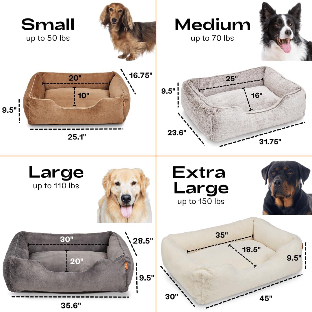 FUZI Luxury Dog Bed with Extra Cover for Small Dogs, Washable Pet Couch, Pet Bed with Sides