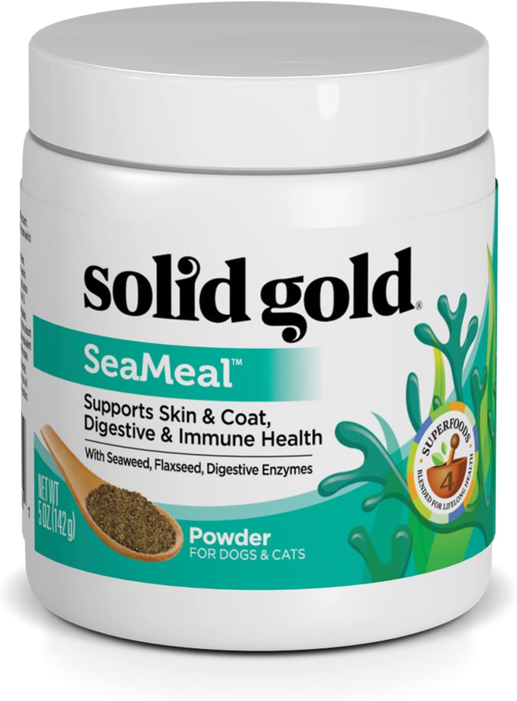 Solid Gold Cat & Dog Multivitamin Powder - Kelp Powder, Omega 3 & Vitamins for Dental, Digestive