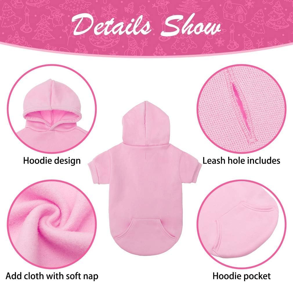 KOOLTAIL Basic Dog Hoodie - Soft and Warm Dog Hoodie Sweater with Leash Hole and Pocket, Dog Winter
