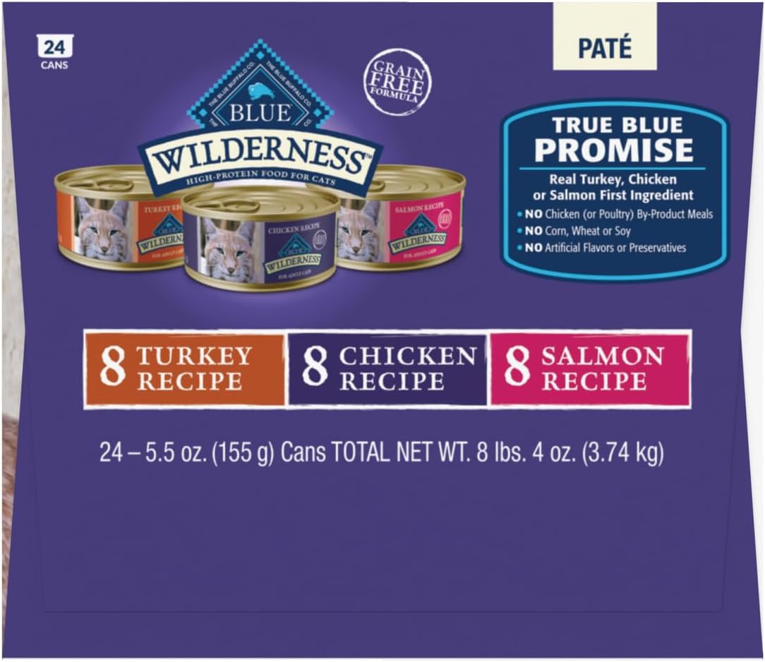 Blue Buffalo Wilderness High Protein, Natural Adult Pate Wet Cat Food Variety Pack, Chicken