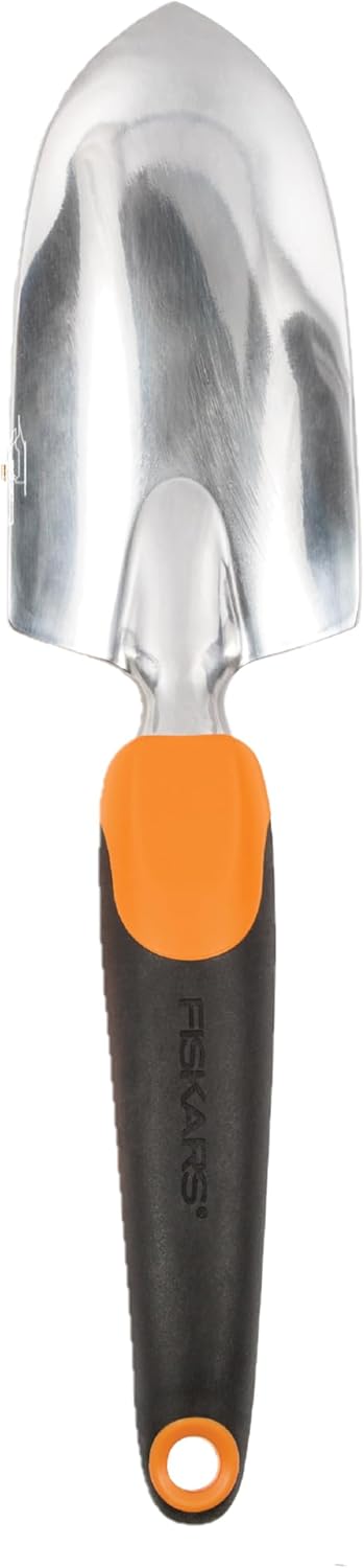Fiskars Ergo Garden Trowel for Digging and Planting, Heavy Duty Gardening Hand Tool with Hanging