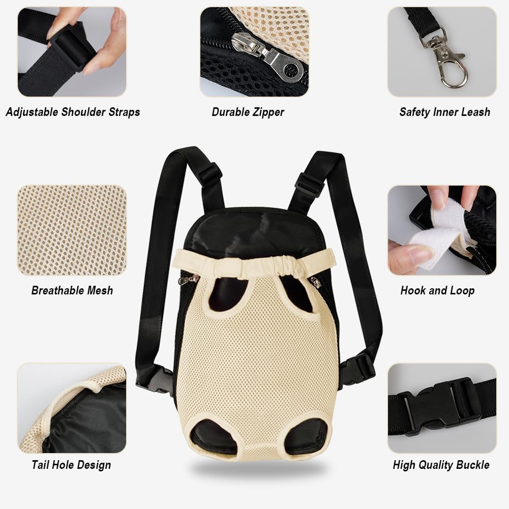 FEimaX Dog Carrier Backpack Pet Legs Out Front Cat Travel Bag, Adjustable Puppy Backpacks Carriers