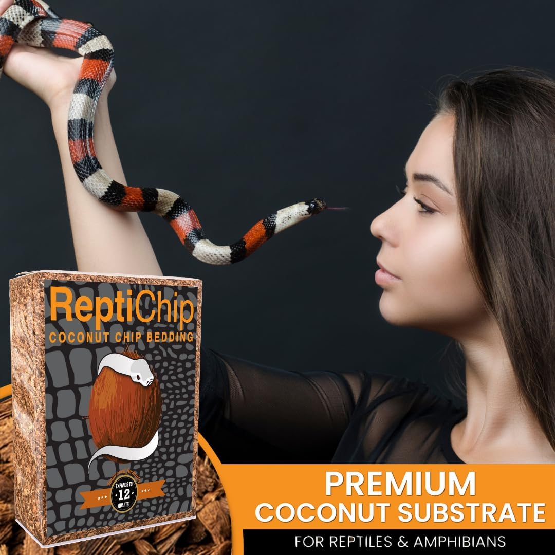 ReptiChip Reptile Bedding Loose Coconut Chip 36 Quart 4 Pack Coco Husk Substrate Mulch for Snake
