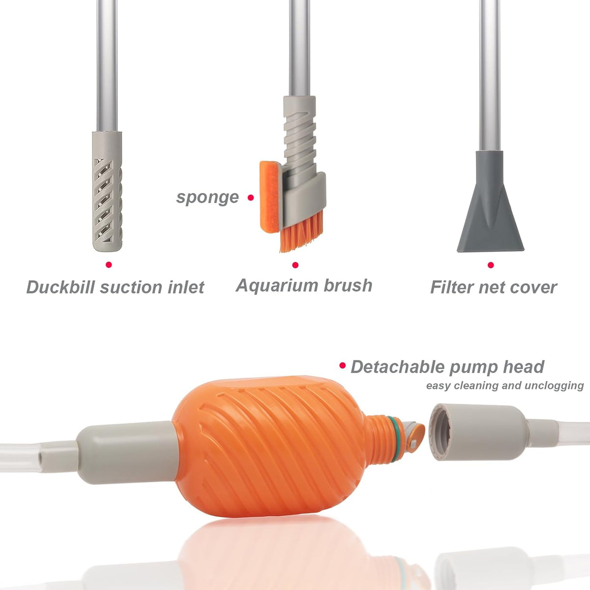 Compact Aquarium Siphon Vacuum and Water Changer Kit with Cleaning Brush. Perfect for Simultaneous