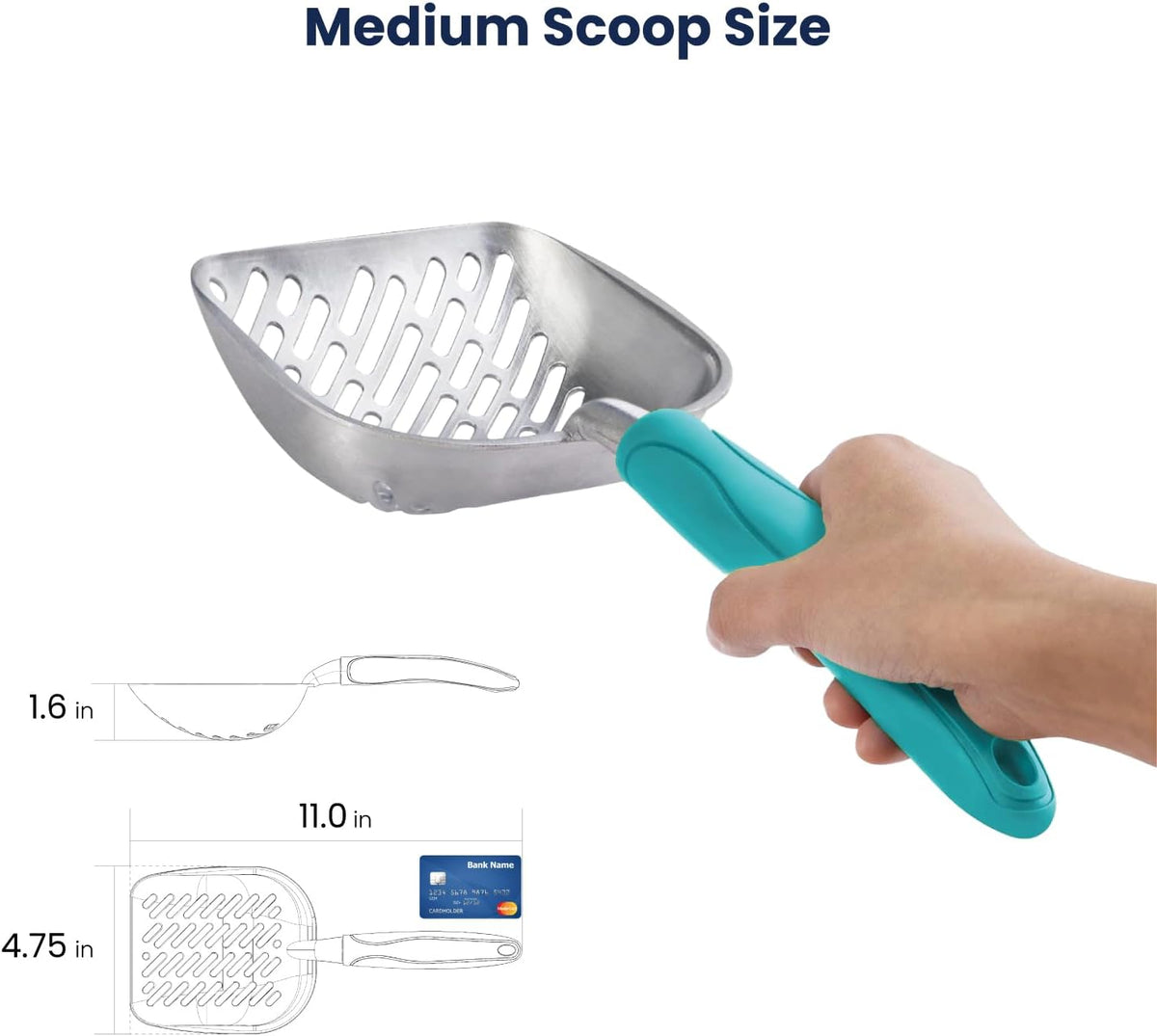 WePet Cat Litter Scoop, Aluminum Alloy Sifter, Kitty Metal Scooper, Deep Shovel with Diagonal
