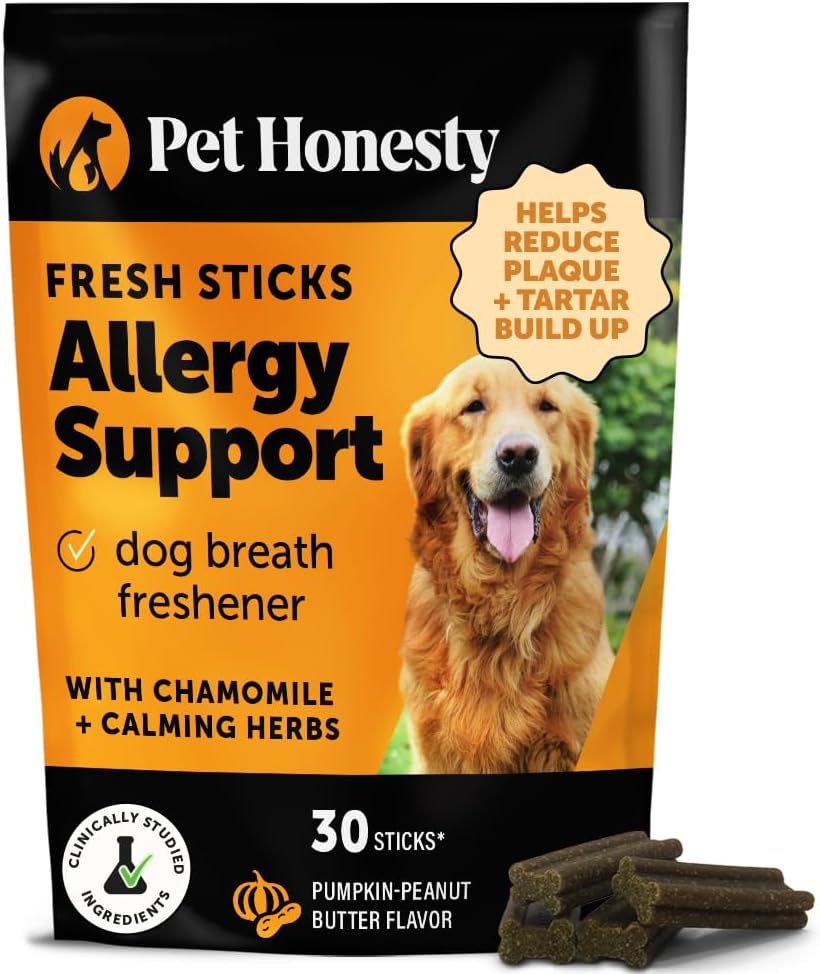 Pet Honesty Allergy Support Fresh Dental Sticks - Dental Treats for Dogs - Dental Dog Chews