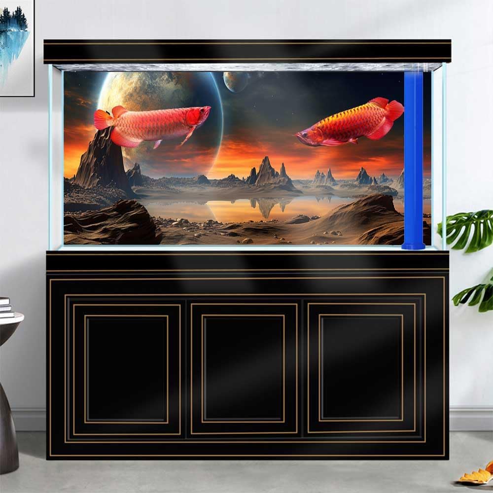60X24IN Cosmic Aquarium Background, Cool Parallel Space Themed Fish Tank Background, Tropical