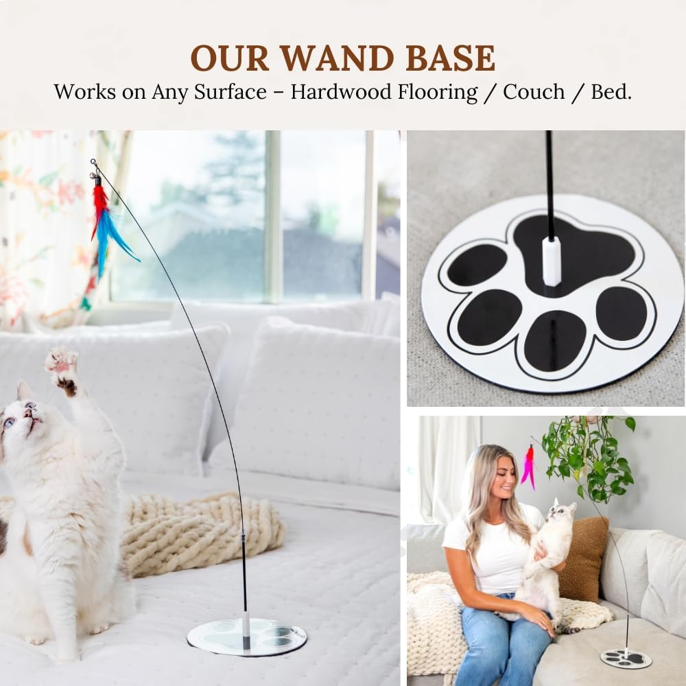 Suction Cup Cat Toys for Indoor Cats Interactive Suction Cup Cat Wand Toy Feather Teaser for Indoor