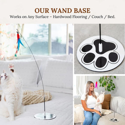 Suction Cup Cat Toys for Indoor Cats Interactive Suction Cup Cat Wand Toy Feather Teaser for Indoor