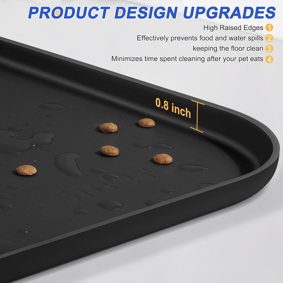 Silicone Pet Feeding Mat with Raised Edge for Food and Water, Dog Bowl Mats, Cat Bowls Placemat