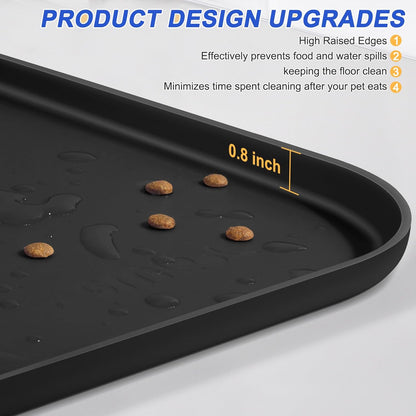Silicone Pet Feeding Mat with Raised Edge for Food and Water, Dog Bowl Mats, Cat Bowls Placemat
