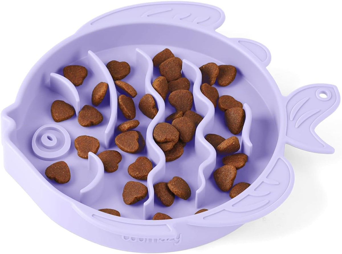 Coomazy 2-in-1 Silicone Slow Feeder Dog Cat Bowls, Lick Mat Interactive Puzzle Toy for Pets Dry/Wet