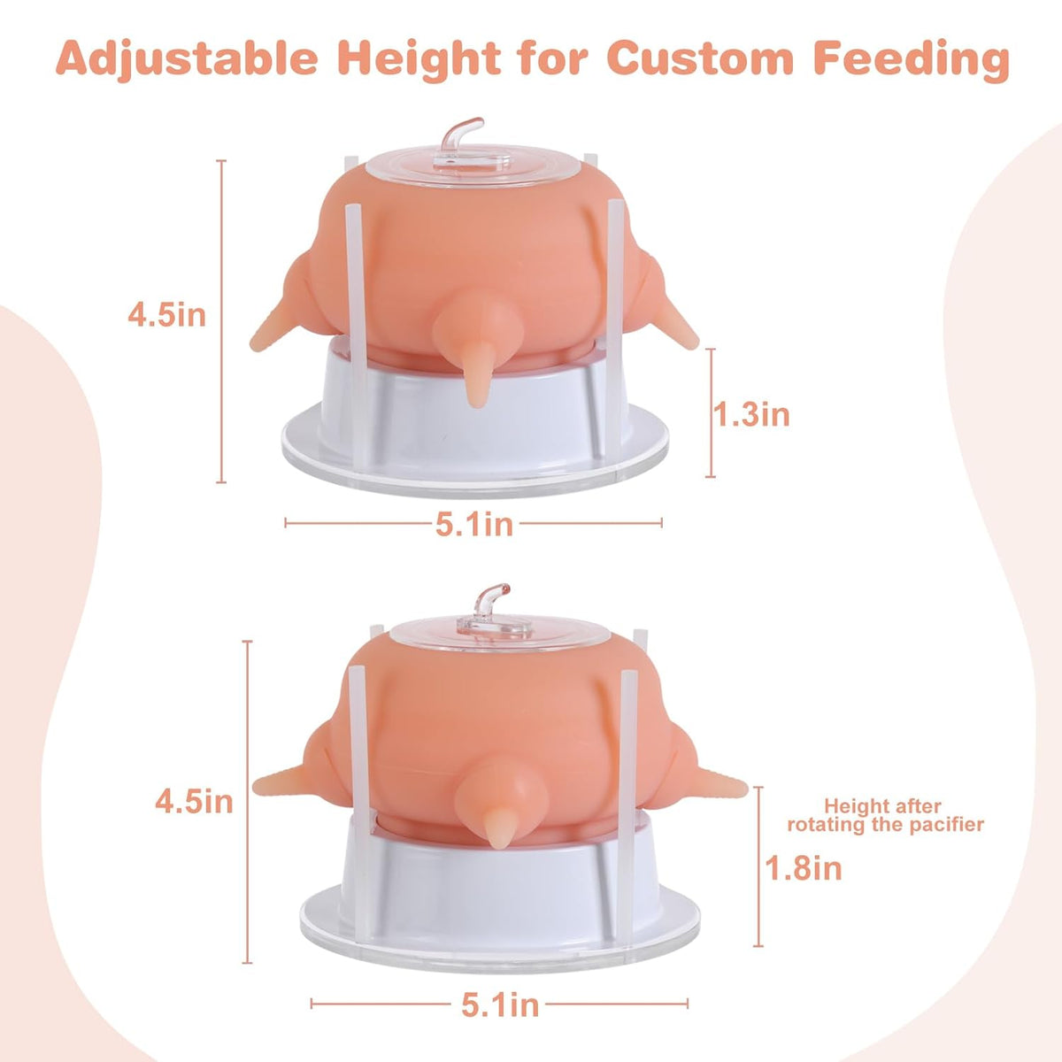 Nursing Nipple Puppy Feeders for Multiple Puppies, 200ml Food-Grade Silicone with 4 Adjustable