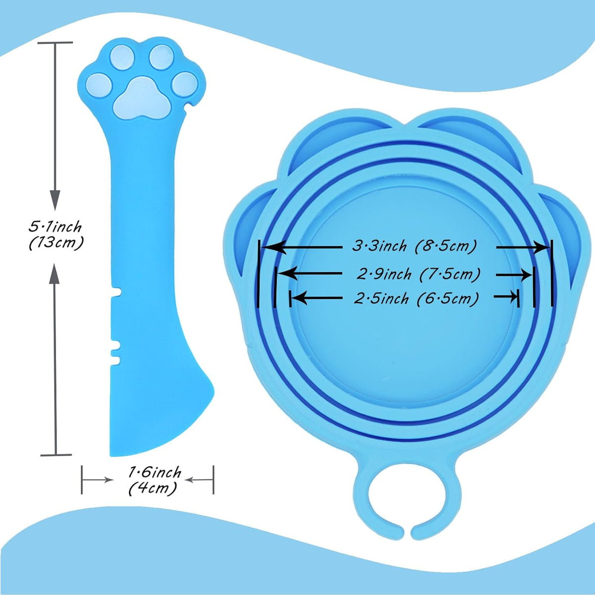 Cat Food Can Spoon & 3 Pcs Can Lids | Cute Paw Shape Can Covers & Cat Can Opener for Wet Food |