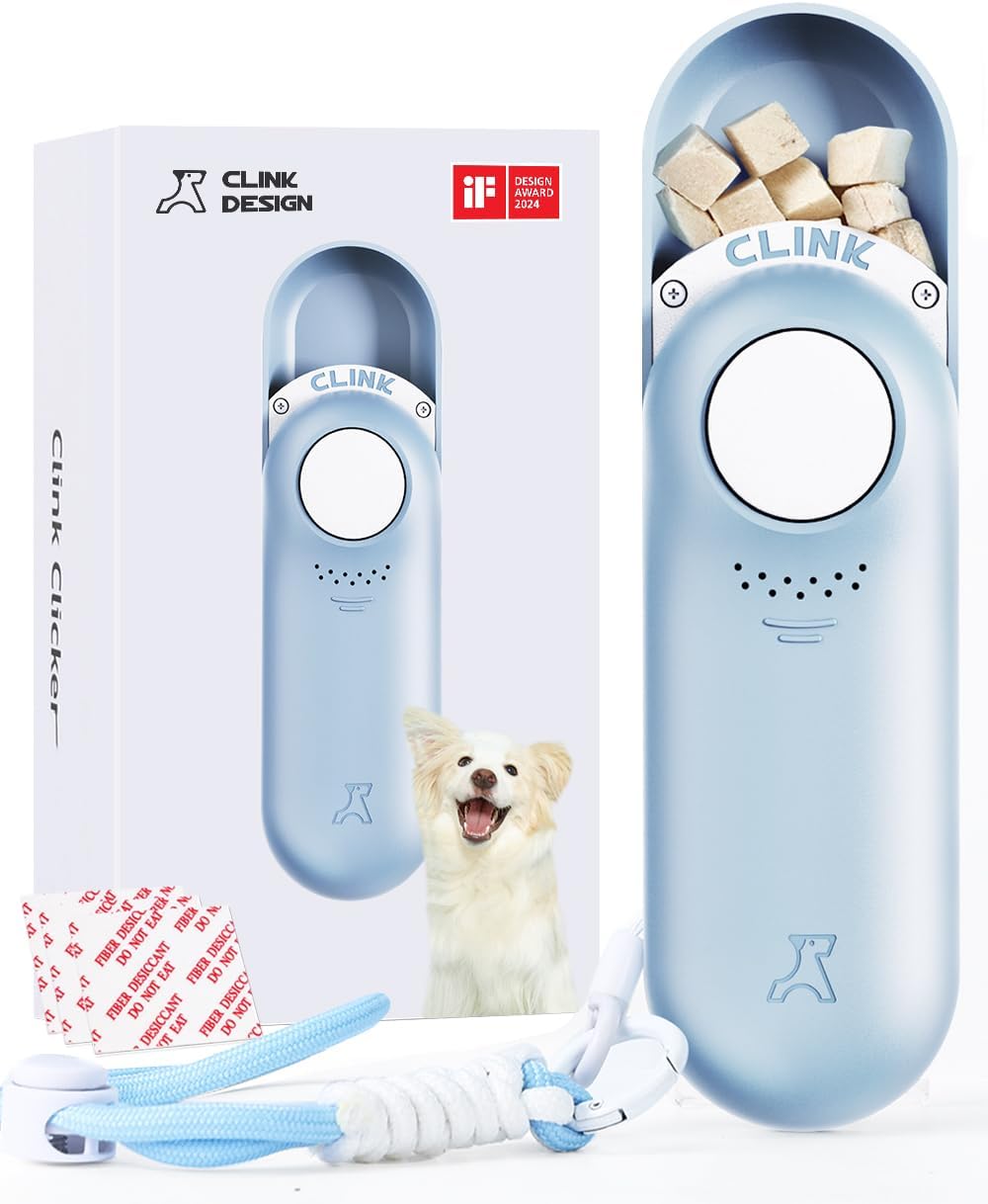 Clink Design Clicker Dog Trainer & Dog Treat Pouch Alternative, Puppy Essentials Dual Use 2 in 1