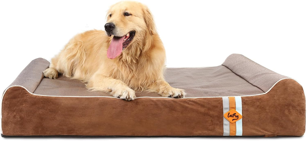 Laifug Orthopedic Memory Foam Extra Large Dog Bed Pillow (50" x 36" x 10", Brown) Durable