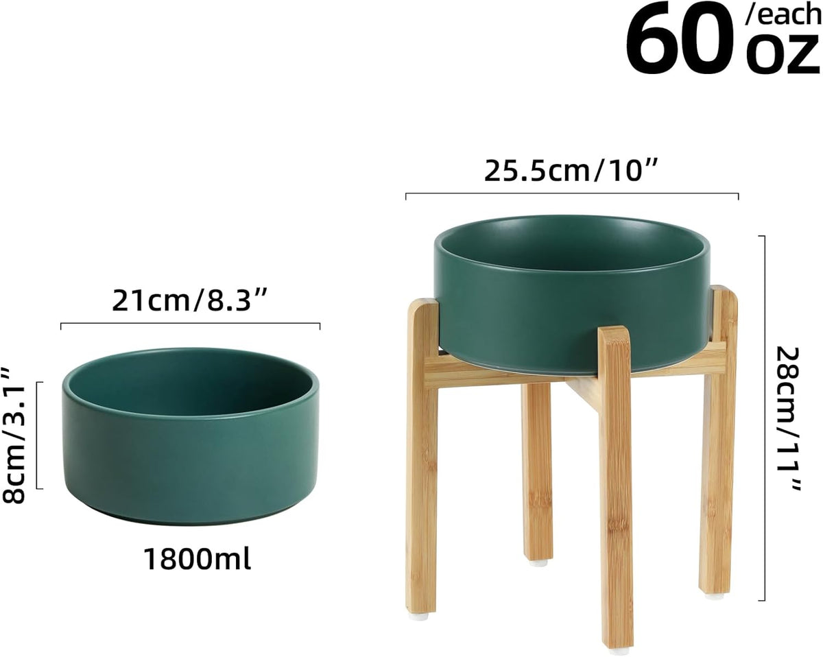 Ceramic Raised Dog Bowl Set, Elevated Dog Bowl with Stand, Food and Water Bowl for Large Breed