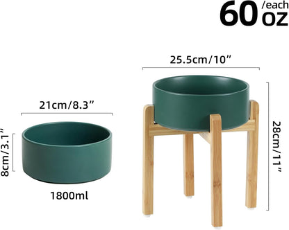 Ceramic Raised Dog Bowl Set, Elevated Dog Bowl with Stand, Food and Water Bowl for Large Breed