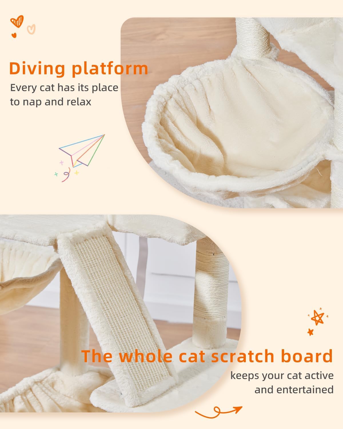 Taoqimiao Cat Tree 57.5-Inch, Cat Tower for Indoor Cats Large Adult, Extra Large Cat Condo, 8 Sisal