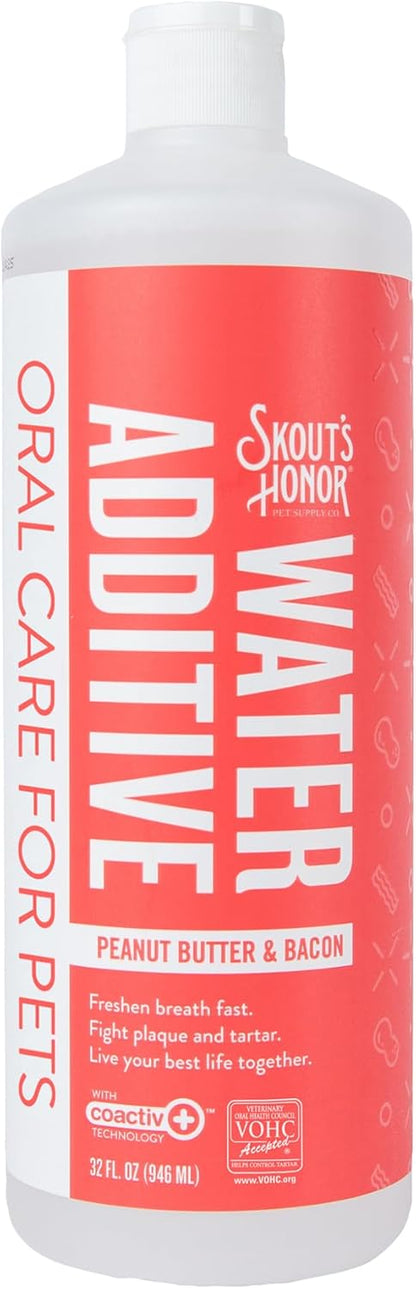 SKOUT'S HONOR Peanut Butter & Bacon Water Additive - VOHC Accepted for Tartar Control, Freshens