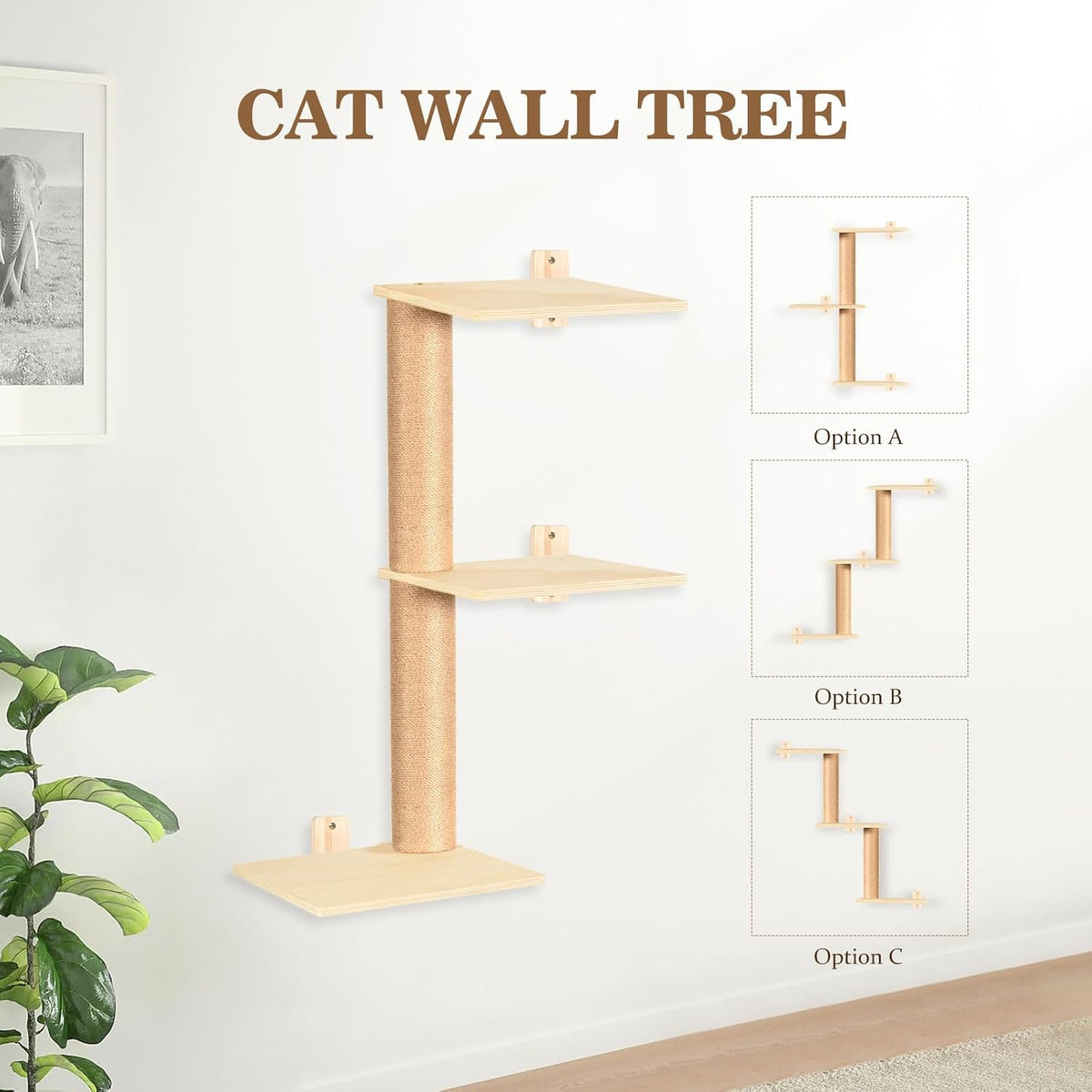 Cat Wall Shelves and Perches, Wall Mounted Cat Furniture with Hammock, Bridge, Tree, Steps and