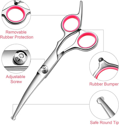 Dog Grooming Scissors with Safety Round Tips Stainless Steel Professional Dog Grooming Kit