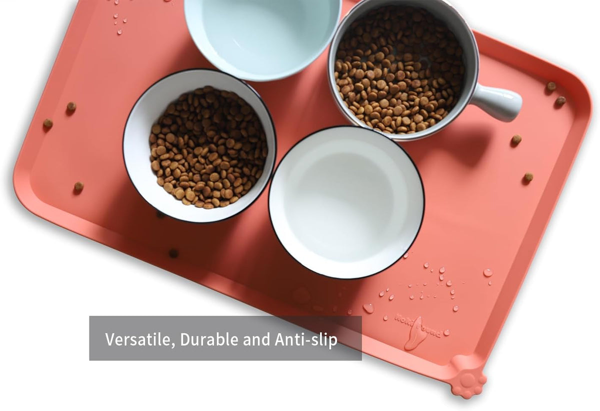 Hoki Found L Silicone Non Slip Pet & Cat Dog Feeding Tray - Waterproof & Pet Water Mats for Carpet
