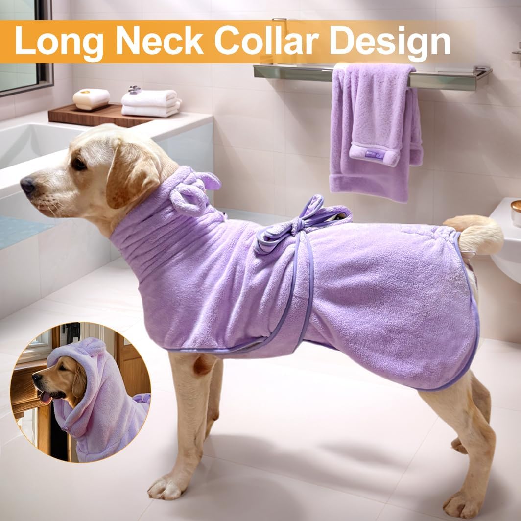 Microfiber Dog Bathrobe Towel Super Absorbent Dog Quick Dry Bathrobe for Puppies, Suitable for