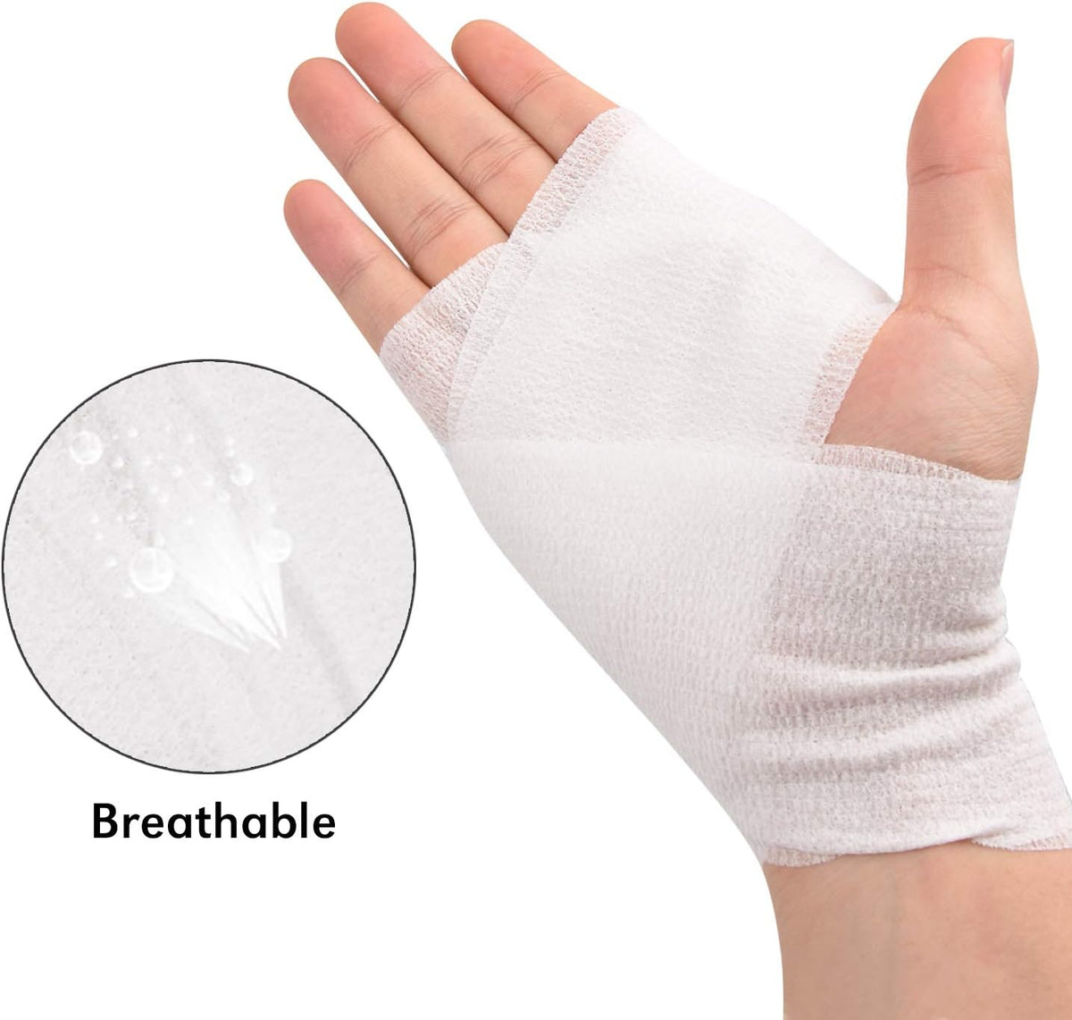 TOBWOLF 12PCS Self Adhering Bandage, 3" x5yd / 7.5cmx4.5m Cohesive Elastic Bandage Wrap Gauze Roll