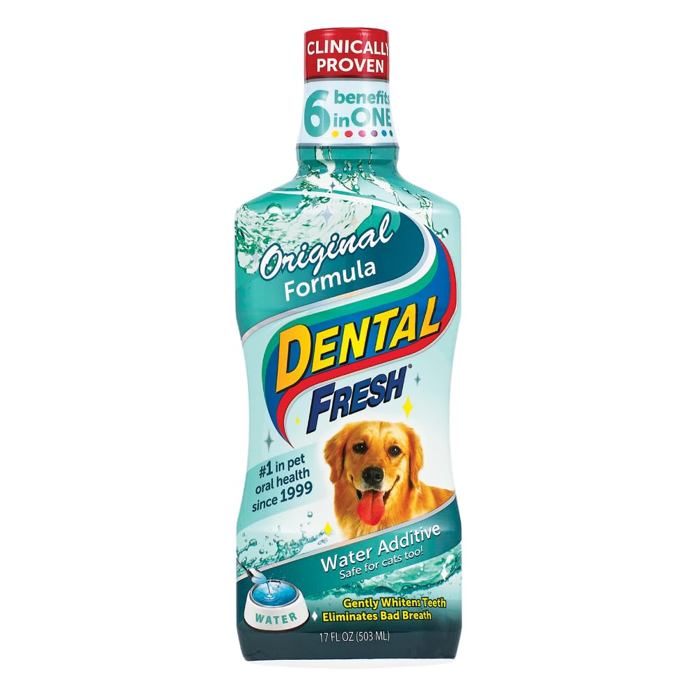 Dental Fresh Water Additive for Dogs, Original Formula, 17oz – Dog Breath Freshener and Teeth