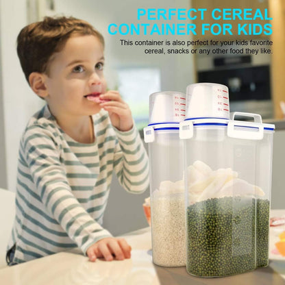 Rice Airtight Dry Food Storage Containers, BPA Free Plastic Sealed Holder Bin Dispenser with