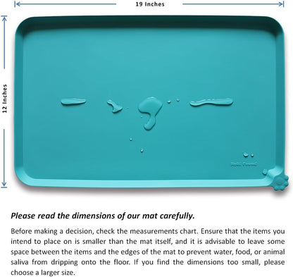 Hoki Found Silicone Non Slip Pet Feeding Mats - Dog Cat Bowl Placemats - Waterproof Food Mats for