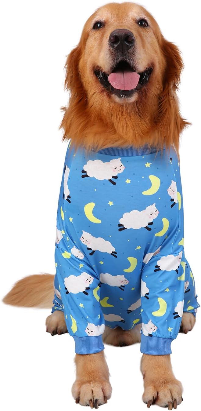 HDE Dog Pajamas One Piece Jammies Jumpsuit Pet Clothes Outfit Stretchy Lightweight Comfy Shirt Pjs