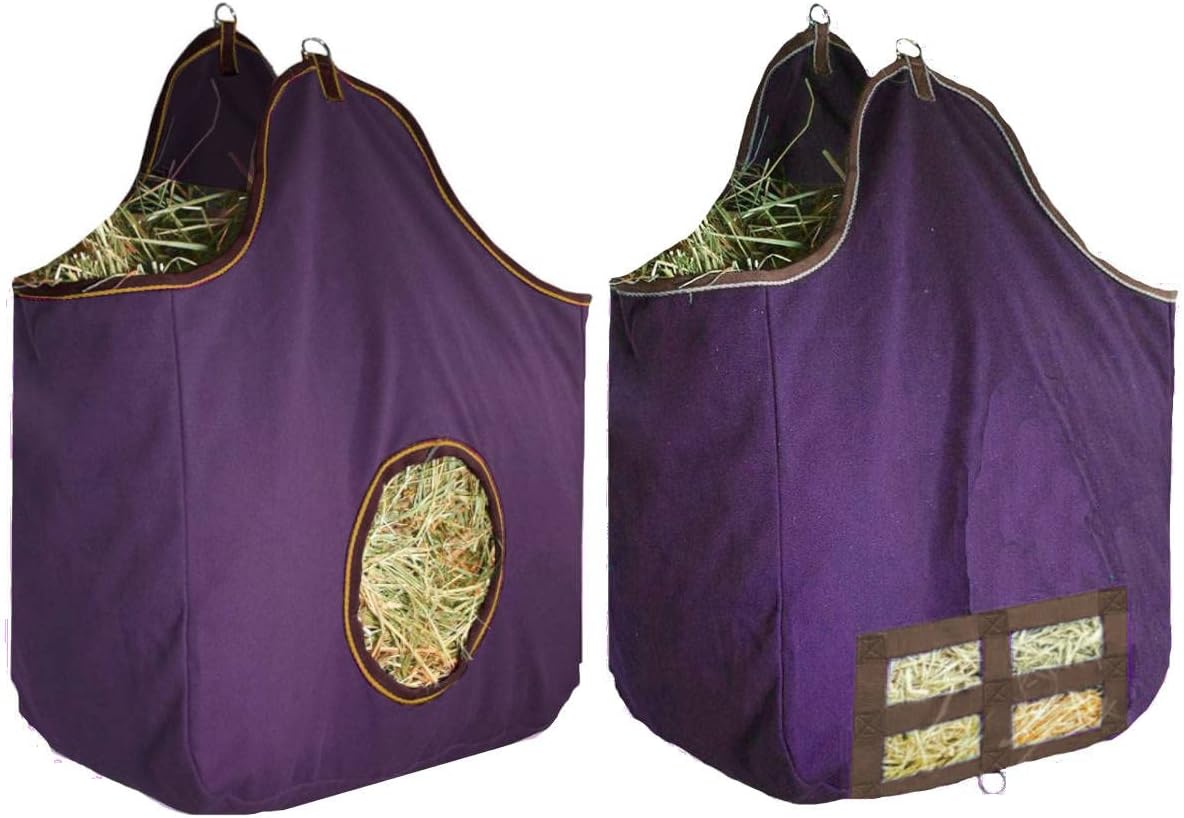 Derby Originals Large 24 OZ Canvas Horse Hay Bag 2 Sided Combo Design X Wide Gusset and 6 Month