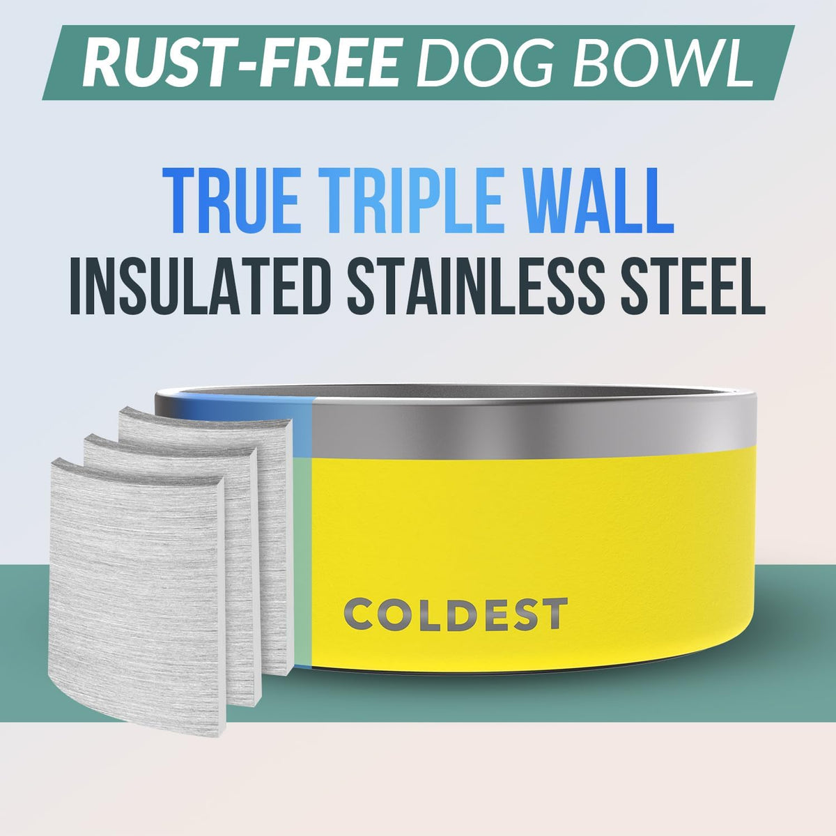 Coldest Dog Bowl - Anti Rust Metal, Non Slip, 3 Layers Insulated Stainless Steel Dog Bowls - Spill